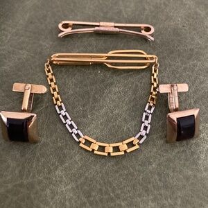 Vintage Swank Men’s Accessory Lot – Gold Filled Cufflinks, Tie Clip & Collar Bar
